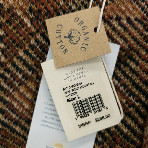 NWT FAHERTY Cardigan B. Yellowtail Wolf Mountain Southwestern Organic Cotton M L - Picture 6 of 9